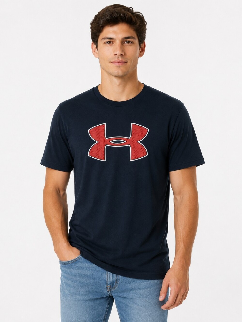 Under Armour Navy Short-Sleeve Tee with Red Logo